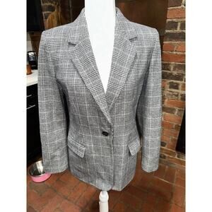 Pendleton Women’s Wool Blazer Gray Houndstooth 4 career work professional preppy